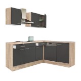 Leziter Yorki 220 sarok konyhabútor sonoma tölgy korpusz,selyemfényű antracit fronttal