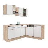 Leziter Yorki 220 sarok konyhabútor sonoma tölgy korpusz,selyemfényű fehér fronttal