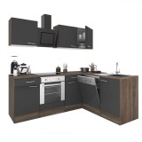 Leziter Yorki 220 sarok konyhabútor yorki tölgy korpusz,selyemfényű antracit fronttal alsó sütős elemmel