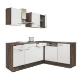 Leziter Yorki 220 sarok konyhabútor yorki tölgy korpusz,selyemfényű fehér fronttal