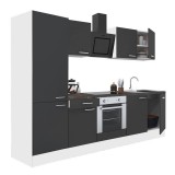 Leziter Yorki 270 konyhabútor fehér korpusz,selyemfényű antracit front alsó sütős elemmel polcos szekrénnyel