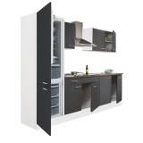 Leziter Yorki 270 konyhabútor fehér korpusz,selyemfényű antracit fronttal alulfagyasztós hűtős szekrénnyel