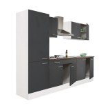 Leziter Yorki 270 konyhabútor fehér korpusz,selyemfényű antracit fronttal polcos szekrénnyel