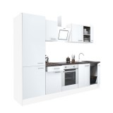 Leziter Yorki 270 konyhabútor fehér korpusz,selyemfényű fehér front alsó sütős elemmel polcos szekrénnyel