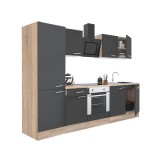 Leziter Yorki 270 konyhabútor sonoma tölgy korpusz,selyemfényű antracit front alsó sütős elemmel polcos szekrénnyel