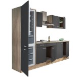 Leziter Yorki 270 konyhabútor sonoma tölgy korpusz,selyemfényű antracit fronttal alulfagyasztós hűtős szekrénnyel