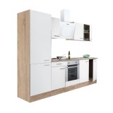 Leziter Yorki 270 konyhabútor sonoma tölgy korpusz,selyemfényű fehér front alsó sütős elemmel polcos szekrénnyel