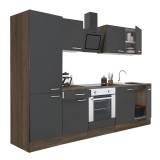 Leziter Yorki 270 konyhabútor yorki tölgy korpusz,selyemfényű antracit front alsó sütős elemmel polcos szekrénnyel