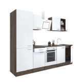 Leziter Yorki 270 konyhabútor yorki tölgy korpusz,selyemfényű fehér front alsó sütős elemmel polcos szekrénnyel