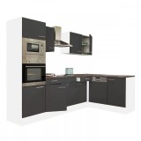 Leziter Yorki 280 konyhabútor fehér korpusszal, selyemfényű antracit fronttal