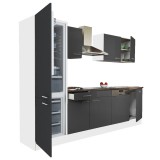 Leziter Yorki 280 konyhabútor fehér korpusz,selyemfényű antracit fronttal alulfagyasztós hűtős szekrénnyel