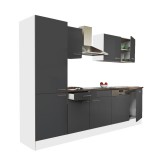 Leziter Yorki 280 konyhabútor fehér korpusz,selyemfényű antracit fronttal polcos szekrénnyel