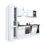 Leziter Yorki 280 konyhabútor fehér korpusz,selyemfényű fehér front alsó sütős elemmel alulfagyasztós hűtős szekrénnyel