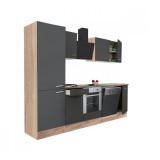 Leziter Yorki 280 konyhabútor sonoma tölgy korpusz,selyemfényű antracit front alsó sütős elemmel polcos szekrénnyel