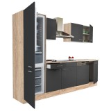 Leziter Yorki 280 konyhabútor sonoma tölgy korpusz,selyemfényű antracit fronttal alulfagyasztós hűtős szekrénnyel