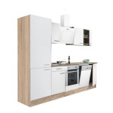 Leziter Yorki 280 konyhabútor sonoma tölgy korpusz,selyemfényű fehér front alsó sütős elemmel polcos szekrénnyel