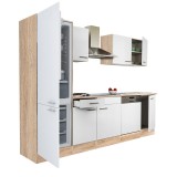 Leziter Yorki 280 konyhabútor sonoma tölgy korpusz,selyemfényű fehér fronttal alulfagyasztós hűtős szekrénnyel