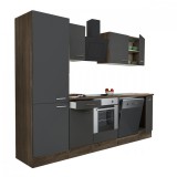 Leziter Yorki 280 konyhabútor yorki tölgy korpusz,selyemfényű antracit front alsó sütős elemmel polcos szekrénnyel