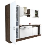 Leziter Yorki 280 konyhabútor yorki tölgy korpusz,selyemfényű fehér fronttal alulfagyasztós hűtős szekrénnyel