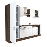 Leziter Yorki 280 konyhabútor yorki tölgy korpusz,selyemfényű fehér fronttal alulfagyasztós hűtős szekrénnyel