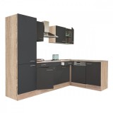 Leziter Yorki 280 sarok konyhabútor sonoma tölgy korpusz,selyemfényű antracit fronttal polcos szekrénnyel