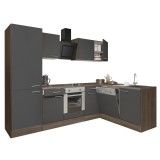 Leziter Yorki 280 sarok konyhabútor yorki tölgy korpusz,selyemfényű antracit front alsó sütős elemmel polcos szekrénnyel