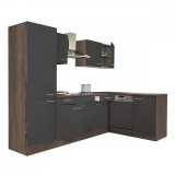 Leziter Yorki 280 sarok konyhabútor yorki tölgy korpusz,selyemfényű antracit fronttal polcos szekrénnyel