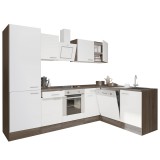 Leziter Yorki 280 sarok konyhabútor yorki tölgy korpusz,selyemfényű fehér front alsó sütős elemmel polcos szekrénnyel