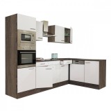 Leziter Yorki 280 sarok konyhabútor yorki tölgy korpusz, selyemfényű fehér fronttal