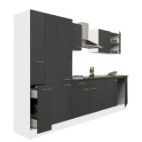 Leziter Yorki 300 konyhabútor fehér korpusz,selyemfényű antracit fronttal polcos szekrénnyel