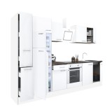 Leziter Yorki 300 konyhabútor fehér korpusz,selyemfényű fehér front alsó sütős elemmel felülfagyasztós hűtős szekrénnyel