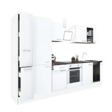 Leziter Yorki 300 konyhabútor fehér korpusz,selyemfényű fehér front alsó sütős elemmel polcos szekrénnyel