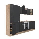 Leziter Yorki 300 konyhabútor sonoma tölgy korpusz,selyemfényű antracit front alsó sütős elemmel polcos szekrénnyel