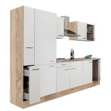 Leziter Yorki 300 konyhabútor sonoma tölgy korpusz,selyemfényű fehér fronttal polcos szekrénnyel