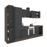 Leziter Yorki 300 konyhabútor yorki tölgy korpusz,selyemfényű antracit front alsó sütős elemmel polcos szekrénnyel