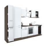 Leziter Yorki 300 konyhabútor yorki tölgy korpusz,selyemfényű fehér front alsó sütős elemmel polcos szekrénnyel