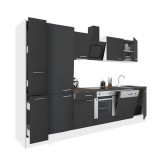 Leziter Yorki 310 konyhabútor fehér korpusz,selyemfényű antracit front alsó sütős elemmel polcos szekrénnyel