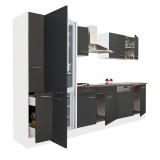 Leziter Yorki 310 konyhabútor fehér korpusz,selyemfényű antracit fronttal alulfagyasztós hűtős szekrénnyel