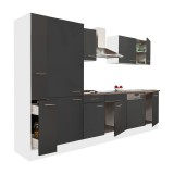 Leziter Yorki 310 konyhabútor fehér korpusz,selyemfényű antracit fronttal polcos szekrénnyel