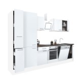 Leziter Yorki 310 konyhabútor fehér korpusz,selyemfényű fehér front alsó sütős elemmel polcos szekrénnyel