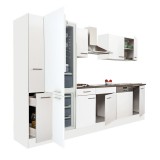 Leziter Yorki 310 konyhabútor fehér korpusz,selyemfényű fehér fronttal alulfagyasztós hűtős szekrénnyel