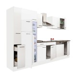 Leziter Yorki 310 konyhabútor fehér korpusz,selyemfényű fehér fronttal felülfagyasztós hűtős szekrénnyel