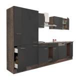 Leziter Yorki 310 konyhabútor yorki tölgy korpusz,selyemfényű antracit fronttal polcos szekrénnyel