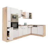 Leziter Yorki 310 sarok konyhabútor sonoma tölgy korpusz,selyemfényű fehér fronttal