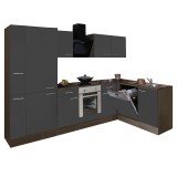 Leziter Yorki 310 sarok konyhabútor yorki tölgy korpusz,selyemfényű antracit front alsó sütős elemmel polcos szekrénnyel