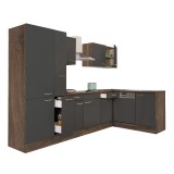 Leziter Yorki 310 sarok konyhabútor yorki tölgy korpusz,selyemfényű antracit fronttal polcos szekrénnyel