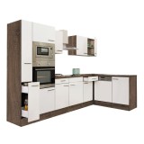 Leziter Yorki 310 sarok konyhabútor yorki tölgy korpusz,selyemfényű fehér fronttal