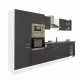 Leziter Yorki 330 konyhabútor fehér korpusz,selyemfényű antracit fronttal polcos szekrénnyel