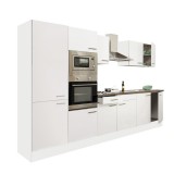 Leziter Yorki 330 konyhabútor fehér korpusz,selyemfényű fehér fronttal polcos szekrénnyel