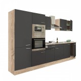 Leziter Yorki 330 konyhabútor sonoma tölgy korpusz,selyemfényű antracit fronttal polcos szekrénnyel